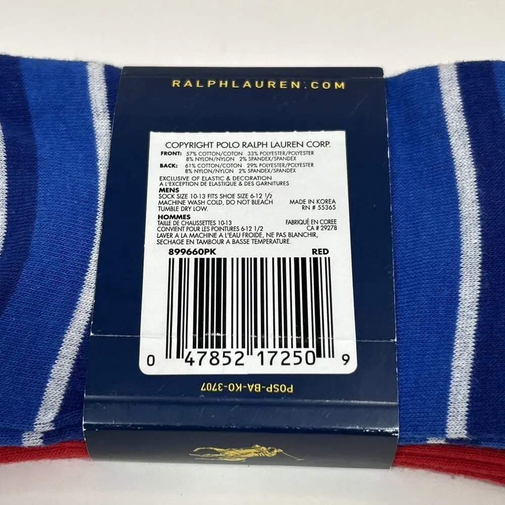 Polo Ralph Lauren Men's 2 Pack Socks 10-13 Nautical Sailboat Anchor Red Blue New